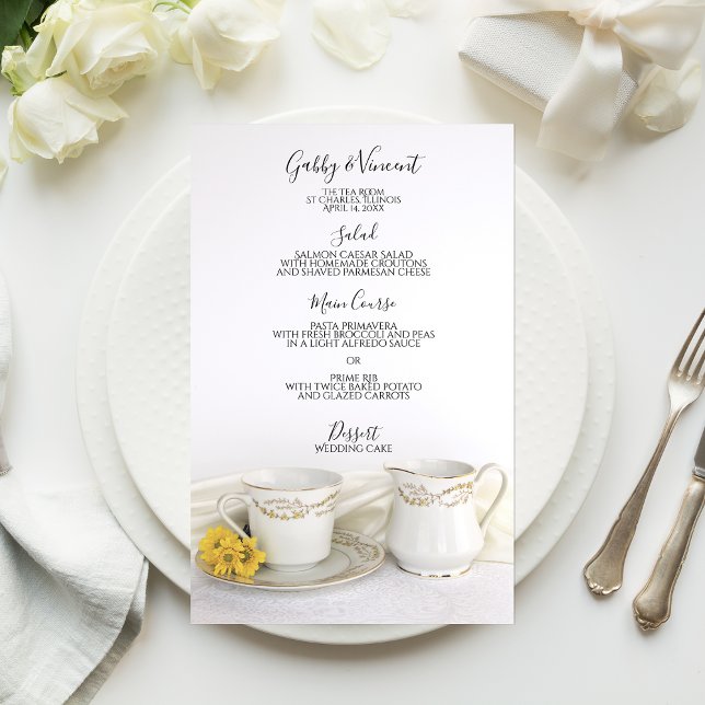 Tee Cup und Yellow Daisies Wedding Menu (Von Creator hochgeladen)