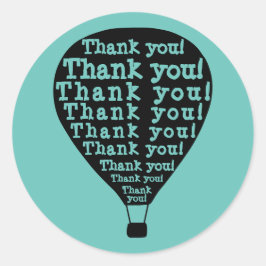 Tee Danke Word Art Hot Air Ballon Runder Aufkleber