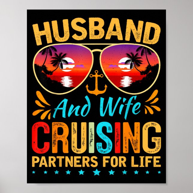 Tee Ehemann Ehefrau Kreuzfahrt Urlaub Poster (Vorne)