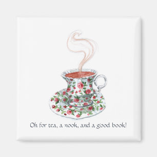 Tee, eine Kanne und ein Buch! Teeslogan, Vintage T Magnet