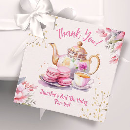 Tee für drei! Girl Pink 3. Geburtstagstee Par-Tee Geschenkanhänger