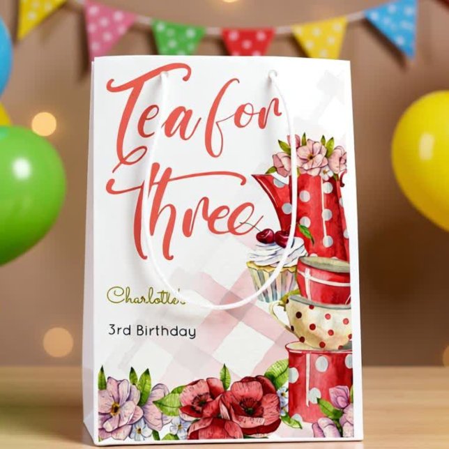 Tee für drei Jahre, Teeblume Geburtstag Mittlere Geschenktüte (Von Creator hochgeladen)