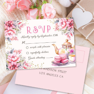 Tee für drei rosafarbene Blüte 3. Geburtstagskarte RSVP Karte