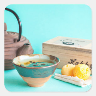 Tee für einen quadratischer aufkleber