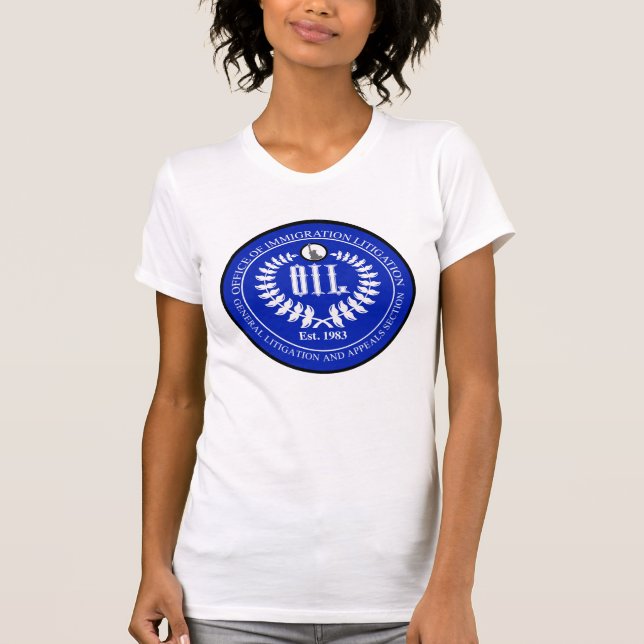 Tee für Frauen - blaues Logo (Vorderseite)