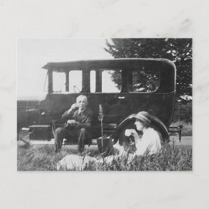 Tee für zwei altes Schwarz-Weiß-Bild - Postkarte