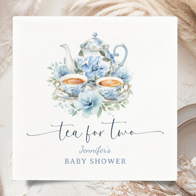 Tee für Zwei Baby Shower Junge Blaue Blumen Serviette (Von Creator hochgeladen)