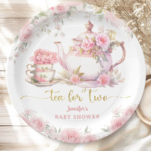 Tee für Zwei Baby Shower Tea Party Pink Floral Pappteller