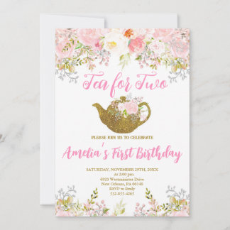 Tee für zwei Einladungen, Tee Party 2. Geburtstag Einladung