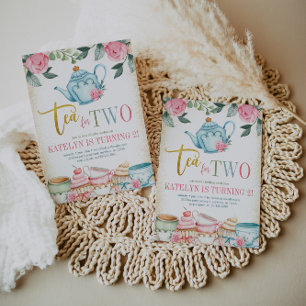 Tee für zwei florale 2. Geburtstag Einladung