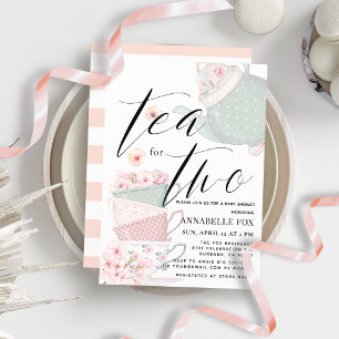 Tee für Zwei Florale Teeparty-Zwillinge-Baby-Party Einladung