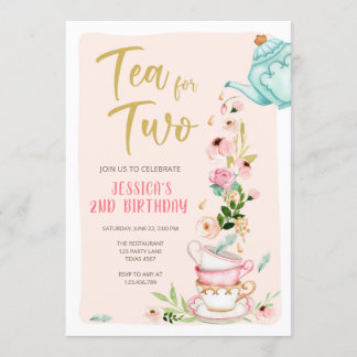 Tee für zwei Geburtstage Einladung Blumenkost Part