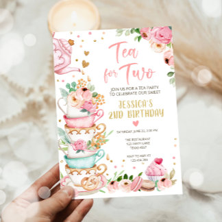 Tee für zwei Geburtstage Einladung Blumenkost Part
