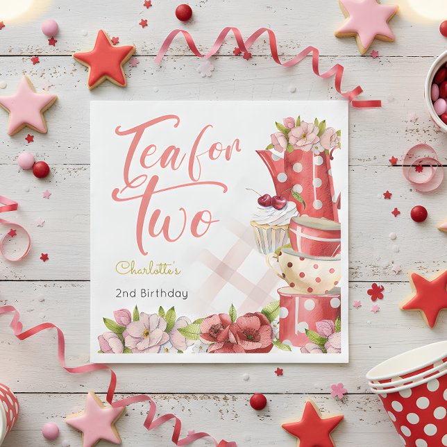 Tee für zwei Jahre, Teeblume Geburtstag Serviette (Von Creator hochgeladen)