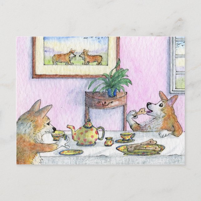 Tee für zwei postkarte (Vorderseite)