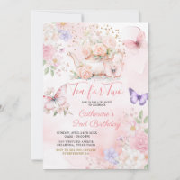Tee für Zwei Rosa Lila Teeparty Schmetterling