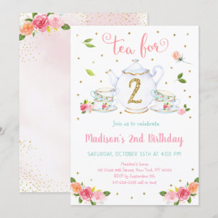 Tee für zwei rosa Party Tee zum Geburtstag Einladung