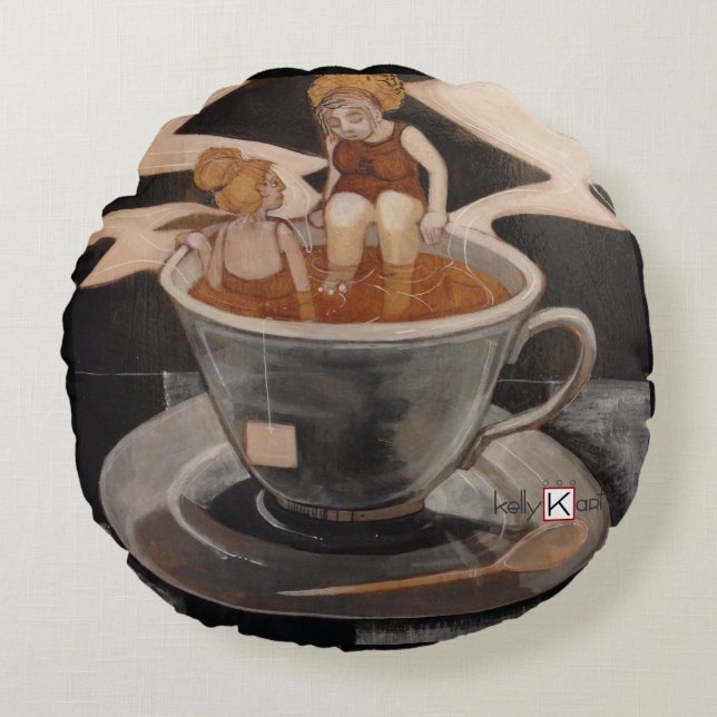 Tee für Zwei Rundes Kissen (Vorderseite)