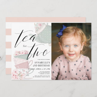 Tee für zwei Tee Party 2. Geburtstag Foto Einladung