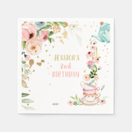 Tee Geburtstagsparty Blumenkost Pink Gold Girl Serviette