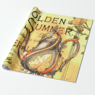 Tee Golden Sommer Ephemera Decoupage Verpackungspa Geschenkpapier