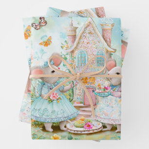 Tee im Garten Illustration Geschenkpapier Set