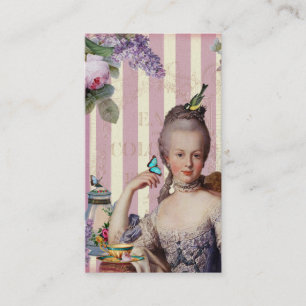 Tee im Petit Trianon – rosa auf goldener Visitenka Telefonnummerkarte