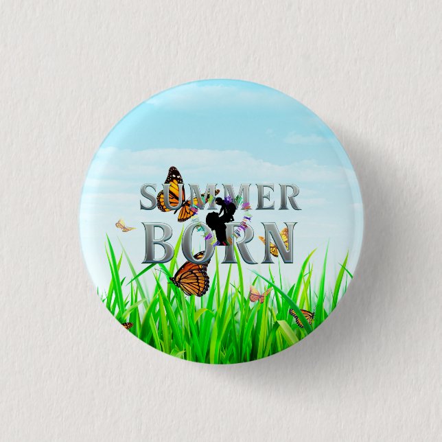 TEE Im Sommer geboren Button (Vorderseite)