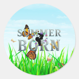 TEE Im Sommer geboren Runder Aufkleber