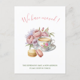 Tee in Aquarellfarben Rosa Blume Neue Zuhause Movi Postkarte