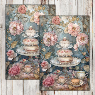 TEE IN DER ROSE GARTEN DECOUPAGE TISSUPAPIER SEIDENPAPIER
