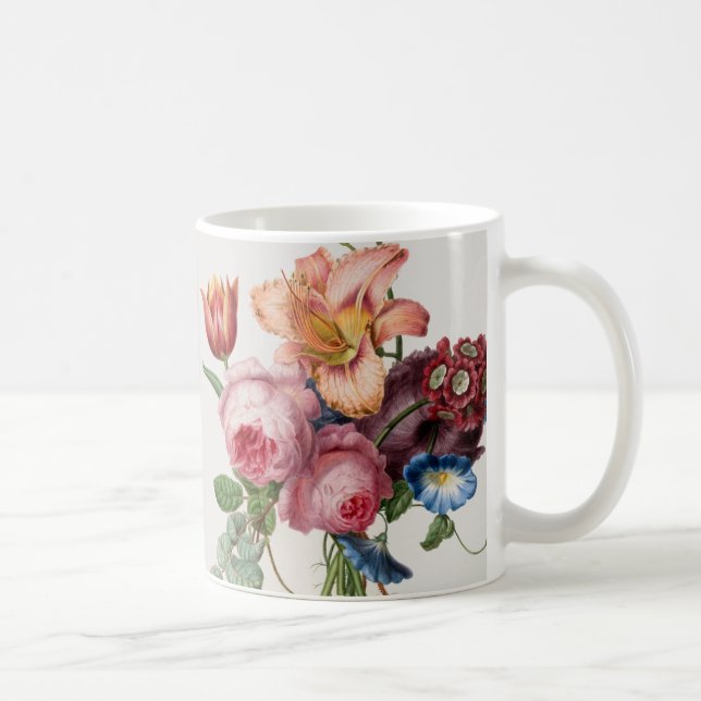 Tee, Kaffee, Rosa Frühlingsblumen Garten Bouquet C Kaffeetasse (Rechts)
