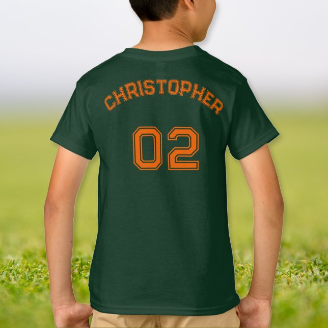 Tee Kleinkind Boy Girl Name Jersey Nummer Grün (Teen Toddler Boy Girl Name Jersey Number Green T-Shirt)