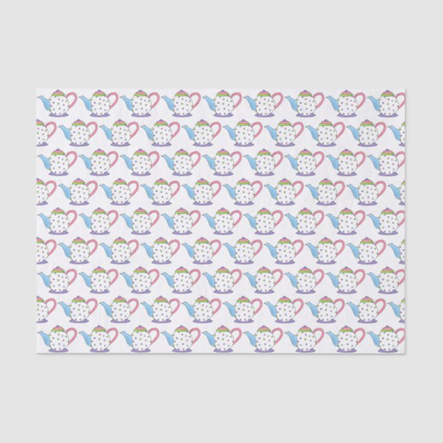 Tee Lover Polka Dot Pastel Teapot Tea Papa Seidenpapier (Vorderseite)