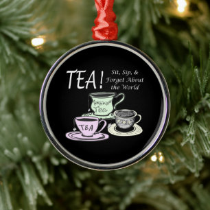 Tee-Lover-Positivitätssatz - Sit Sip Vergessen Ornament Aus Metall