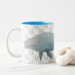 Tee Marine Mammal Watercolor Blue Whale Zweifarbige Tasse