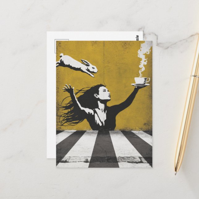 Tee mit einem Bunny urban street Art Graffiti Postkarte (Vorderseite/Rückseite Beispiel)