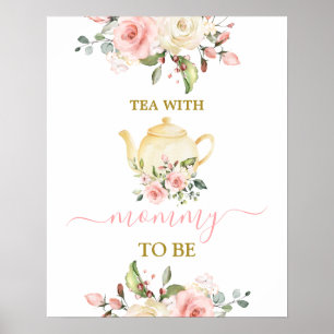 Tee mit Mama zum Duschbrause Mädchenzeichen Poster