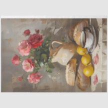 Tee mit Rose-Dekoupage-Tissue