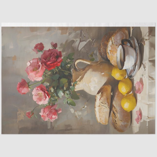 Tee mit Rose-Dekoupage-Tissue Seidenpapier (Vorderseite)