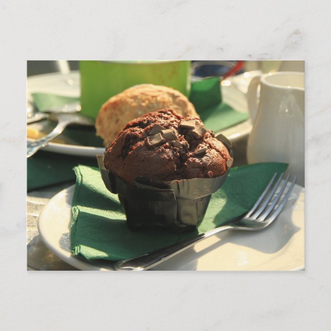 Tee Muffin Snacks Postkarte (Vorderseite)