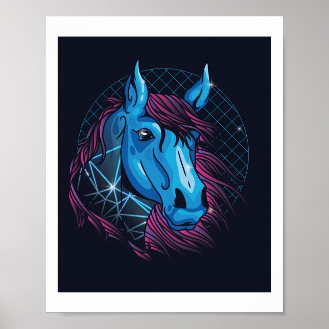 Tee NEON Horse Girls Liebe Pferde Trendy Cool Poster (Vorne)