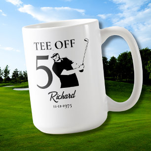 Tee Off Beginn einer neuen Ära Männer 50. Geburtst Kaffeetasse