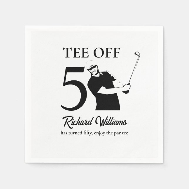 Tee Off Beginn einer neuen Ära Männer 50. Geburtst Serviette (Vorderseite)
