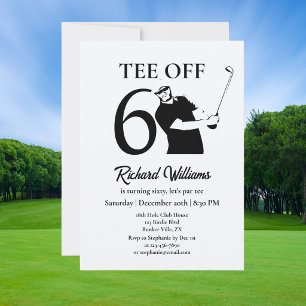 Tee Off Beginn einer neuen Ära Männer 60. Geburtst Einladung