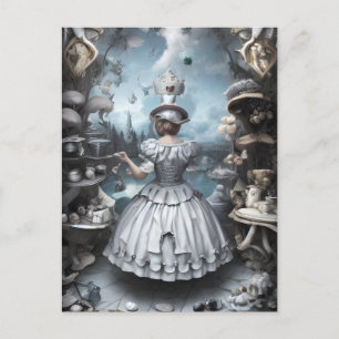 Tee Party Alice im Wunderland Fantasy AI Art Postkarte