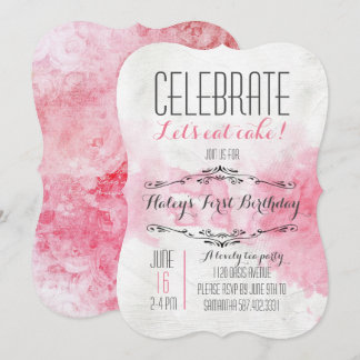 Tee-Party Aquarell Geburtstag Einladung
