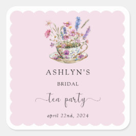Tee-Party-Aufkleber aus Brautparty Quadratischer Aufkleber