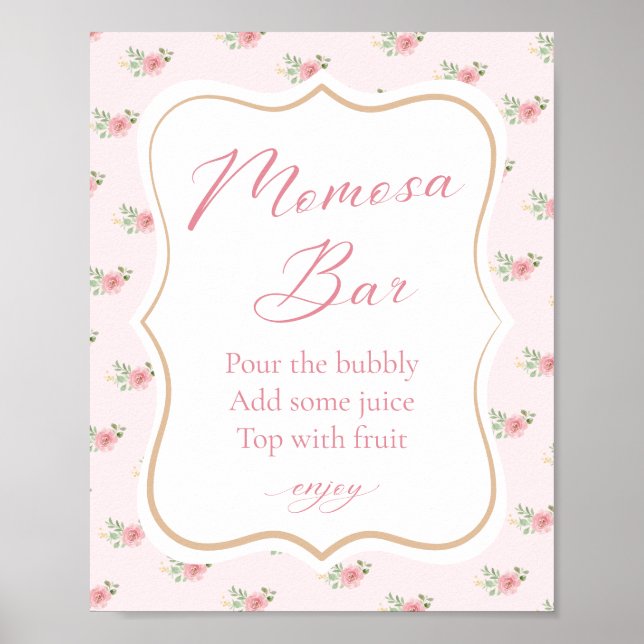 Tee Party Baby Dusche Momosa Bar Poster (Vorne)