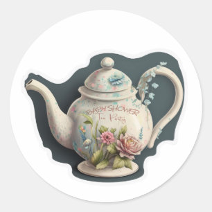 Tee-Party-Baby-Shower-Aufkleber Runder Aufkleber